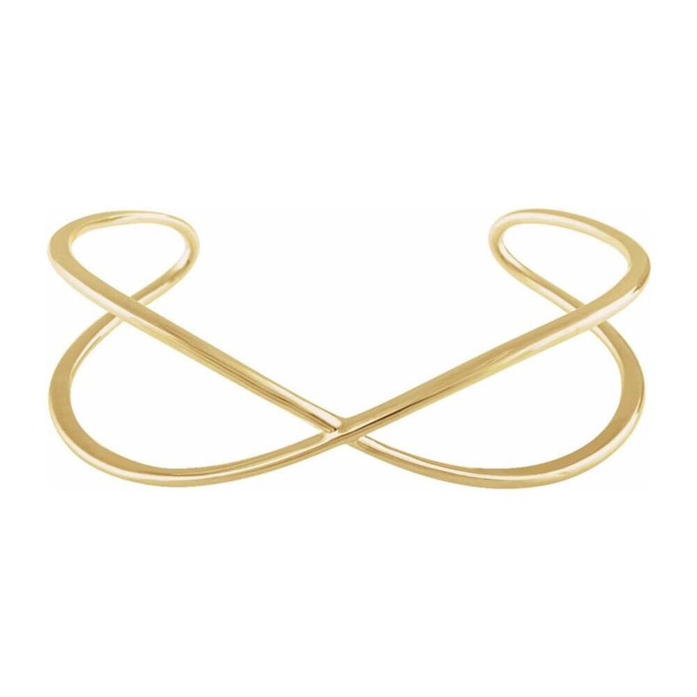 14K Yellow Gold Crisscross Cuff Bracelet, 7 Inch